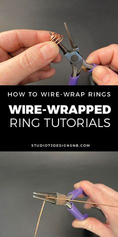 two hands holding wire - wrapped scissors with text overlay reading how to wire - wrap rings