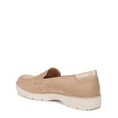 Look tailored and timeless in these womens slip on shoes. Spring Business Casual Slip-ons With Cushioned Footbed, Beige Cushioned Slip-ons For Work, Business Casual Cushioned Slip-on Flats, Spring Workwear Slip-on Moccasins, Spring Synthetic Slip-ons For Business Casual, Spring Synthetic Loafers For Business Casual, Cushioned Office Slip-ons, Beige Synthetic Slip-on Flats, Beige Slip-ons With Textured Sole For Work