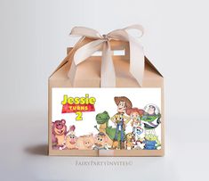 a brown paper bag with cartoon characters on it