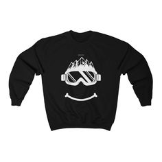 Funny Ski Face Sweatshirt Fun Smiling Goggles Mountain Skiing Snowboar – Starcove Fashion 90s Parties, Apres Party, Funny Ski, Skiing Quotes, Skiing Humor, Mountain Skiing, 90s Winter, Sports Sweater, Ski Shirts