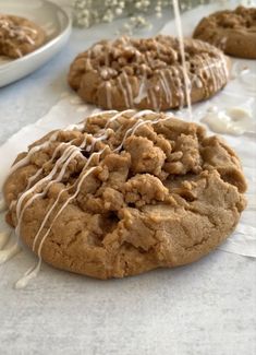 chocolate chip cookies drizzled with white icing