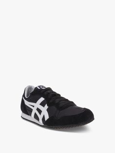 Introducing the ONITSUKA TIGER Serrano Trainers. Step Into A Classic With The Serrano Men's Trainer From Onitsuka Tiger. The Lightweight Black Lace Up Boasts Suede Overlays And Is Complemented With The Contrast Branded Stripes. Onitsuka Tiger Mens, Sports Trainers, Mens Trainers, Mens Shoes Boots, Shoes Trainers, Black Lace