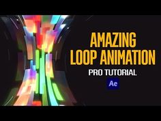 the text amazing loop animation is displayed in front of a black background with colorful lines