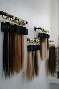 Hair Extension Display Ideas, Hair Extension Display, Extension Display, Hair Display, Luxury Hair Salon, Hair Salon Interior, Hair Dressing, Salon Suites Decor, Salon Suites