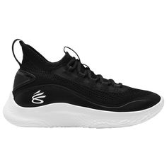 a black and white shoe with the word s on it's upper part, which is