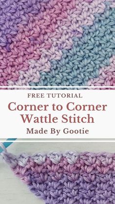 the corner to corner crochet stitch pattern with text overlay that reads,'free