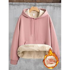 Season:Winter,Fall  Winter,Fall; Fabric:Polyester,Fleece; Sleeve Length:Long Sleeve; Look After Me:Machine wash; Gender:Women's; Style:Casual,Comfrt; Elasticity:Micro-elastic; Occasion:Dailywear,Street; Top Length:Regular Tops; Fit Type:Regular Fit; Pattern:Plain; Design:Pocket; Neckline:Hoodie; Brand:Shall We; Sports Clothing Sub Category:Hoodie Sweatshirt; Listing Date:08/29/2024 Plain Sweatshirt, Fall Winter 2024, Fall Fabric, Sports Clothing, Sweatshirts Online, Plain Design, Women Hoodies Sweatshirts, Winter 2024, Season Winter