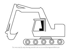 a black and white drawing of a bulldozer