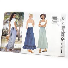 two women's skirts and one woman's top sewing pattern