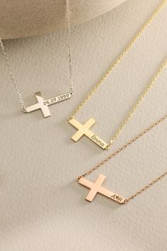 "Cross Name Necklace, Personalized Cross Necklace, Christian Gifts for Women, Baptism Gift, Dainty Cross Necklace, Birthday Gifts for Her - Cross Nameplate Necklaces one of the most loved designs by our customers. - Great Dainty necklace as Valentines Day gift, Christmas Gift, birthday gift, mothers day gifts or any special occasion. - Personalize a timeless, dainty and chic initial name necklace for yourself now. - All our minimalist necklaces %100 custom made by hand with Love and Care in our Personalized Cross Necklace Pendant As Gift, Personalized Cross Pendant Necklaces For Gifts, Personalized Cross Pendant Necklace For Gift, White Necklace For First Communion And Mother's Day, Personalized Cross Pendant Necklaces For Birthdays, Personalized Gold Cross Necklace For First Communion, Personalized Cross Pendant Necklace For Anniversary, Personalized Cross Necklaces For Anniversary, Personalized Cross Necklace For Anniversary