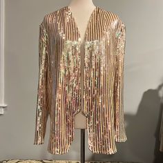 Nwot Women’s Sequined Jacket. Gold Sequined Outerwear For Spring, Gold Cardigan For Spring Party, Gold Cardigan For Party In Spring, Sequin Jacket, Sequin, Jackets & Coats, Jackets For Women, Women Shopping, Gold