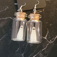 Super Cute, Ghost In A Jar Hanging Earrings That Glow In The Dark Ghost In A Jar, Jar Hanging, Dark Earrings, Dark Ghost, Ghost Earrings, Hanging Earrings, In A Jar, Cute Ghost, Earrings Color