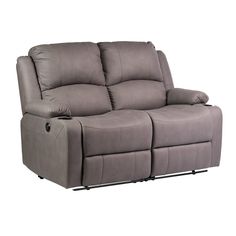 the reclining loveseat is shown with two seats on each side and one arm facing