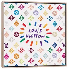 the louis vuitton album is shown in multi - colored letters and symbols on white paper