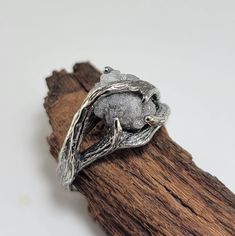 Rough Diamond Twig Engagement, Antique White Gold Branch Ring - Floating Diamond - DV Jewelry Designs