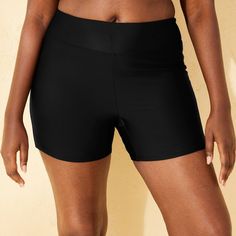 Stay comfy as you hit the beach in these High-Waist 5-Inch Inseam Swim Bike Shorts from Shade & Shore™. Crafted from a soft fabric with added spandex, these bike shorts offer you stretchy comfort in all your activities. Featuring a high-waist design with a five-inch inseam for confident wear, you can pair these solid-hued bike shorts with the swim tops of your choice or layer them under dresses or tunics for extra coverage. Shade & Shore™: Made for the sun & fit for fun. Black Moisture-wicking Athletic Shorts Mid-thigh, Moisture-wicking Black Athletic Shorts For Surfing, Black Moisture-wicking Swim Shorts, Black Moisture-wicking High-waisted Activewear Shorts, Black Moisture-wicking Shorts For Beachwear, High Waisted Swim, Under Dress, Swim Suit Bottoms, Swimwear Fashion