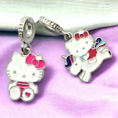 2-Pack Hello Kitty Bracelet Charms Dangle Sanrio Cat Bow Unicorn Girly Kawaii Who Doesn't Love Hello Kittywhimsical And Adorable! Great For Teens, And Adults. Girls/Women Brand New. Factory Packaging. Perfect Condition. Giftable. Gift Item. Great Birthday Or Christmas Present Theme: Sanrio, Hello Kitty, Kawaii, Unique, Novelty Details: Dangle Charms, Unicorn, Heart, Cat Head With Bow, Beads Type: Bracelet Charm, Fashion Jewelry, Ornament, Accessory Includes: 2 Charms - Pink Bow - Unicorn Color: Christmas Present Themes, Hello Kitty Bracelet, Bow Beads, Street Style Jewelry, Pink Beaded Bracelets, Hello Kitty Jewelry, Heart Cat, Chantel Jeffries, Locket Bracelet