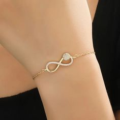 Zircon Inlaid Women's Infinity Bracelet Anniversary Jewelry For Wife Love Gifts For Her Plating: 14K Gold Plated Mosaic Material: Zircon Theme: Holiday The Main Material: Copper Infinity Jewelry Bracelet, Infinity Jewelry, Anniversary Jewelry, Infinity Symbol, Love Gifts, Chain Link Bracelet, Infinity Bracelet, Link Bracelets, Chain Link