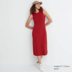 Uniqlo Women’s Sleeveless Red Dress, Size M Nwt Missed Return Window Offers Welcome Casual Red Sleeveless Mini Dress, Casual Red Sleeveless Midi Dress, Casual Red Sleeveless Knee-length Dress, Black Midi Tank Dress, Sleeveless Red Dress, Uniqlo Dress, Midi Flare Dress, Uniqlo Dresses, Taupe Dress