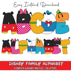 disney family alphabet clipart with mickey mouse and pluto