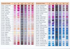 the color chart for all different pigments in this page is not shown, but it shows