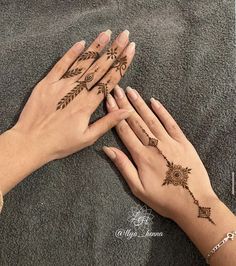 two hands with henna tattoos on their palms