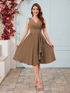 #color_Mocha Stretch Satin Dress, Wedding Veils Lace, Chiffon Bridesmaid Dresses, Satin Tulle, Dusty Rose Dress, Dress Dusty, Mom Dress, Stretch Satin, Chiffon Bridesmaid