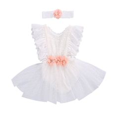 Size: 3-6m 6-12m 12-18m 18-24m Material: Cotton Care: Machine Wash White Tutu Dress For First Birthday In Summer, White Fitted Dress With Matching Headband, White Summer Sets With Matching Headband, White Fitted Sets For Cake Smash, White Romper Dress, Cute Girl Clothes, First Birthday Dresses