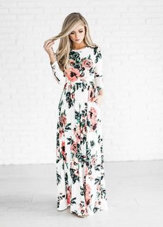 $38.99 Ecstatic Harmony White Floral Print Maxi Dress Sukienki Maksi, Rose Maxi Dress, Maxi Robes, Floral Print Maxi Dress, Elie Saab, Mode Inspiration, Hippie Style, Street Styles, Printed Maxi Dress