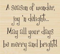 a wooden sign that says, a season of wonder joy'n delight may all your days be merry and bright