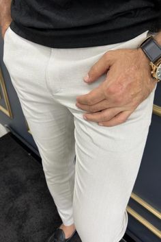 GentWith Tampa Beige Slim Fit Cotton Pants Casual Outfits Wedding, Beige Hose, Slim Fit Pants Men, Suits Casual, Outfits Wedding, Business Suits, Beige Pants, Business Suit, Spring Summer Collection