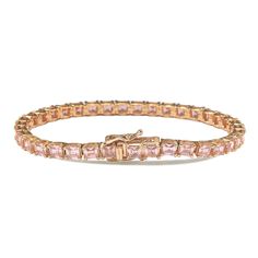 Stunning, timeless and classy assher cut tennis bracelet. This brilliant tennis bracelet is filled with rich, high quality pink asscher-cut cubic zirconia gemstones, hand set in the trendiest, yet classy, prong setting. Each stone is set in Suzy Levian's signature high polished 925 rose gold plated sterling silver. Every single bracelet is man made, making it a unique masterpiece. Surprise someone special in your life with this luxurious tennis bracelet. Suzy Levian guarantees the use of only hi Levian Jewelry, Gemstone Brooch, Cubic Zirconia Bracelet, Cubic Zirconia Necklace, Cubic Zirconia Jewelry, Cubic Zirconia Earrings, Creating Jewelry, Jewelry Rings Diamond, Zirconia Earrings