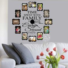 a family photo frame wall decal with the words time spent with family