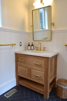 White Oak Bathroom Vanity Single Sink - Etsy