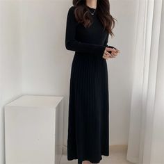 45366983131364|45366983164132|45366983196900 How To Fold Sleeves, Autumn Winter 2024, Sweater Dresses, Dress A Line, Sweater Dress Women, Knitted Dress, Black Party, Dresses Women, Vintage Casual