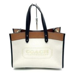 Coach Tote  Bag C0777 Field Tote 30 Color Block Coach Badge Description [Actual size] Vertical: Approximately 22.0 cm Horizontal: Approximately 30.0 cm Machi: Approximately 14.0 cm Handle: Approximately 13.5 cm to the main body (measured in the state at the time of shooting) Payment We accept Credit, debit and gift cards, Apple Pay, Google Pay, PayPal, and PayPal Credit. Shipping Free Shipping Terms of Sale 10 buisiness days International Buyers - Please Note: Import duties, taxes, and charges a Coach Medium Leather Shoulder Bag, Coach Canvas Bag With Leather Trim, Luxury Medium Beige Bags, Medium Luxury Beige Bags, Medium Beige Luxury Bags, Coach Canvas Shoulder Bag, Coach Canvas Shoulder Bag For Everyday, Cream Rectangular Coated Canvas Shoulder Bag, Medium Beige Shoulder Bag