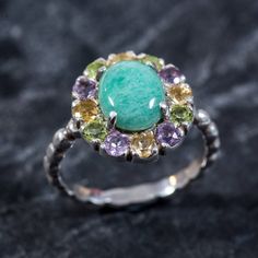 Emerald Ring, Natural Emerald, Topaz Ring, Vintage Emerald Ring, Vintage Ring, Antique Ring, Natural Topaz, May Birthstone, Pure Silver Green Multi-stone Oval Cabochon Jewelry, Oval Multi-stone Emerald Ring, Oval Green Emerald Ring With Gemstone Accents, Oval Green Gemstone Cluster Ring, Green Multi-stone Amethyst Ring, Oval Green Multi-stone Gemstones, Green Oval Multi-stone Gemstones, Green Amethyst Oval Ring For Anniversary, Green Oval Amethyst Ring For Anniversary