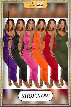 Sexy Sleeveless U-neck Solid-color Mid-waist Dress Trendy Multicolor Maxi Dress For Night Out, Casual Multicolor Maxi Dress For Night Out, Casual Sleeveless Mini Dress For Club, Trendy Sleeveless Pink Maxi Dress, Trendy Pink Sleeveless Maxi Dress, Stretch Multicolor Sleeveless Maxi Dress, Multicolor Stretch Sleeveless Maxi Dress, Multicolor Sleeveless Stretch Maxi Dress, Trendy Sleeveless Maxi Dress