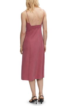 A smocked panel at the low-cut back elevates the fit of a day-to-night midi dress with a classic A-line silhouette. Hidden side-zip closure Sweetheart neck Spaghetti straps Lined 93% viscose, 7% polyester Machine wash, line dry Imported Sundress Midi Dress With Smocked Back For Date Night, Chic A-line Slip Dress, Feminine Midi Dress With Ruched Detail And Straight Neckline, Feminine Ruched Midi Dress With Straight Neckline, Flattering Summer Midi Dress With Ruched Bodice, Dress Down Midi Dress With Smocked Back, V-neck Midi Dress With Ruched Bodice For Brunch, Casual Midi Dress With Smocked Back, Midi Dress With Smocked Back For Date Night