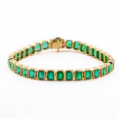 DETAILS:  - Approx 14 carats of emeralds -14k yellow gold Bezel Bracelet, Wedding Bracelets, Wedding Jewelry Bracelets, Wedding Bracelet, Arm Band, Wedding Jewelry, Emerald, Yellow Gold, Engagement Rings