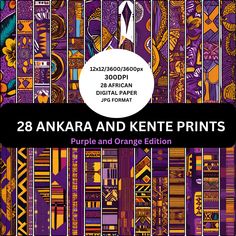 the cover of 28 anara and kente prints purple and orange