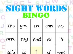 sight words bingo game for kids to practice sight words and spelling with the letter l