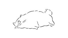 a black and white drawing of a cat sleeping