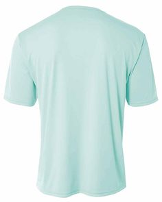 the back of a light blue polo shirt