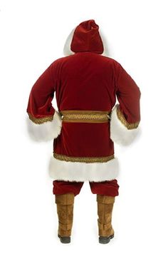 This gorgeous burgundy old time Victorian santa suit is perfect for professional community and corporate events or family parties throughout the holiday season. available in adult men's size standard fits approximately chest size 46 and XL fits approximately chest size 50. Santa suits tend to run larger than normal costumes or clothing. This Santa suit includes a hooded, velvet 3/4 length coat with full satin lining, front zipper closure, snaps, bell sleeves and belt loops. This beautiful suit i Santa Suits For Sale, Mens Christmas Costumes, Santa Claus Suit, Victorian Santa, Santa Claus Costume, Hollywood Costume, Santa Suit, Santa Costume, Hooded Robe