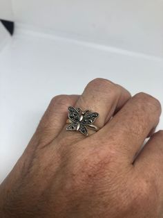 Vintage hand made Marcasite set in 925 Sterling Silver ring I have size 6.75 Can be re sized for you, my jeweler charges $10 All rings are shipped in a nice gift box. Check out our over a THOUSAND great reviews Engraving is $4 per letter and is not always perfect depending on the piece. It can take a few days if the jeweler is busy. This is payable to Paypal Judithsltd@gmail.com Nickel-free Sterling Silver Butterfly Ring, Unique Sterling Silver Nickel-free Butterfly Ring, Unique Nickel-free Butterfly Ring For Gift, Unique Butterfly Sterling Silver Ring, Vintage Sterling Silver Stackable Rings Gift, Adjustable 925 Stamped Butterfly Ring, Vintage Sterling Silver Butterfly Ring For Anniversary, Nickel-free Sterling Silver Butterfly Ring Gift, Handmade Sterling Silver Butterfly Ring For Anniversary