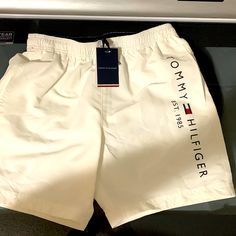 New With Tags White Pockets Swimming Toddler Boy Swim Trunks, Kids Swim Trunks, Grey Swimsuit, Tommy Hilfiger Baby, Tommy Hilfiger Kids, Boy M, Swimsuit With Shorts, Boys Swim Trunks, Swimming Shorts