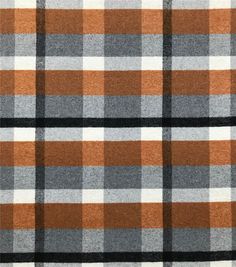 an orange and grey plaid fabric