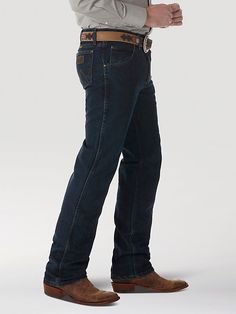 ADVANCED COMFORT - NOW IN SLIM FIT. Our Premium Performance Advanced Comfort Cowboy Cut jean is made from an innovative flex fabric that moves with you for unstoppable comfort. The denim is 2X longer lasting for extended durability and value. Try it now in slim fit. Wrangler Jeans, Dark Wash Denim, Cut Jeans, Slim Fit Jeans, Men's Jeans, Mens Jeans, Cowboy, Slim Fit, Fabric