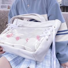 Ribbon Transparent Shoulder Bag SE22820 – SANRENSE Anime Tote Bag, Nude Bags, School Tote, Ita Bag, Clear Window, Transparent Bag, Medium Purple, White Bag, Cute Designs